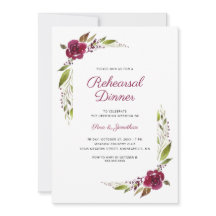 Burgundy Floral Wedding Rehearsal Dinner