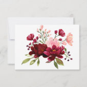 Burgundy Floral Wedding RSVP Kaart (Achterkant)