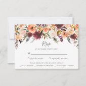 Burgundy Floral Wedding RSVP Kaart (Voorkant)