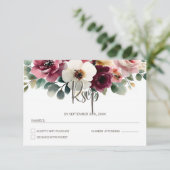Burgundy Floral Wedding RSVP Kaartje (Staand voorkant)