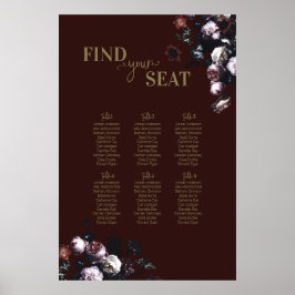 Burgundy Floral Wedding Seating Chart Poster