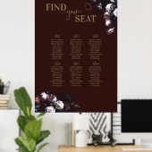 Burgundy Floral Wedding Seating Chart Poster (Thuiskantoor)
