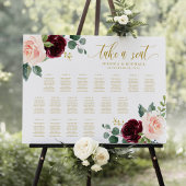 Burgundy Floral Wedding Seating Chart Poster