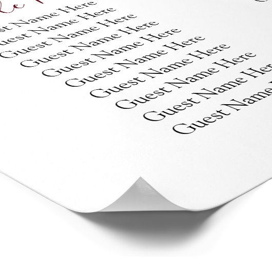 Burgundy Floral Wedding Seating Chart Poster (Hoek)