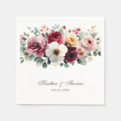 Burgundy Floral Wedding Servet (Voorkant)