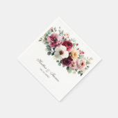 Burgundy Floral Wedding Servet (Hoek)
