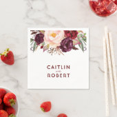 Burgundy Floral Wedding Servetten (Insitu)