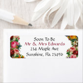 Burgundy Floral Wedding Snel Mr en Mrs. Etiket (Insitu)