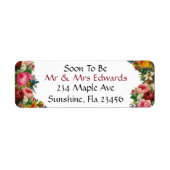 Burgundy Floral Wedding Snel Mr en Mrs. Etiket (Voorkant)