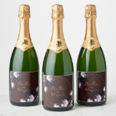 Burgundy Floral Wedding Sparkling Wijnetiket (Flessen)