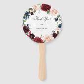 Burgundy Floral Wedding Welcome Hand Fan Handwaaier (Achterkant)