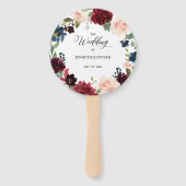 Burgundy Floral Wedding Welcome Hand Fan Handwaaier (Voorkant)
