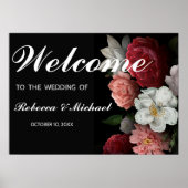 Burgundy floral Wedding Welcome Poster (Voorkant)