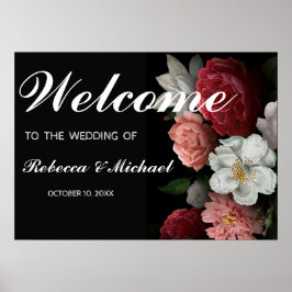 Burgundy floral Wedding Welcome Poster