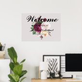 Burgundy floral Wedding Welcome Poster (Thuiskantoor)
