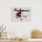 Burgundy floral Wedding Welcome Poster (Keuken)