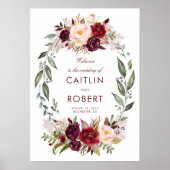 Burgundy Floral Wedding Welcome Poster (Voorkant)