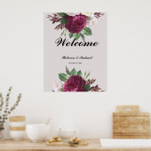 Burgundy floral Wedding Welcome Poster (Keuken)