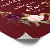 Burgundy Floral Wedding Welcome Sign Poster (Hoek)