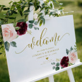 Burgundy Floral Wedding Welcome Sign Poster