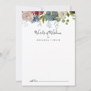 Burgundy Floral Wedding Words of Wisdom Advieskaart