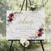 Burgundy Floral Welcome Wedding Sign Poster