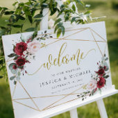 Burgundy Floral Welcome Wedding Sign Poster