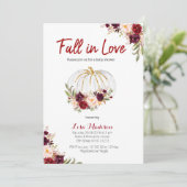 Burgundy Floral White Pumpkin Baby shower Kaart (Staand voorkant)