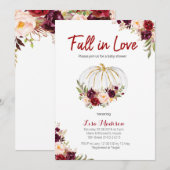 Burgundy Floral White Pumpkin Baby shower Kaart (Voorkant / Achterkant)