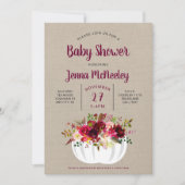 Burgundy Floral White Pumpkin Baby shower Kaart (Voorkant)