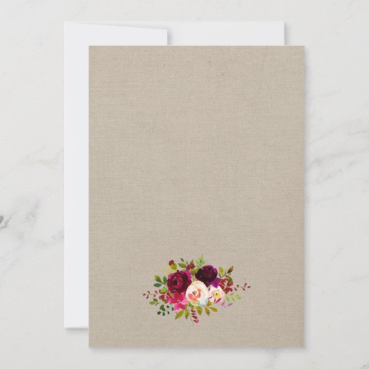 Burgundy Floral White Pumpkin Baby shower Kaart (Achterkant)