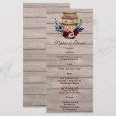 Burgundy Floral Wine Barrel Fall WeddenMenu Menu (Voorkant / Achterkant)