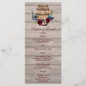 Burgundy Floral Wine Barrel Fall WeddenMenu Menu (Voorkant)
