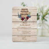 Burgundy Floral Wine Barrel Fall Weddenschap RSVP (Staand voorkant)