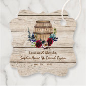 Burgundy Floral Wine Barrel Fall Wedding Bedankjes Labels (Achterkant)
