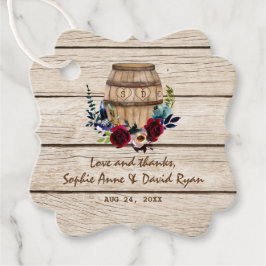 Burgundy Floral Wine Barrel Fall Wedding Bedankjes Labels