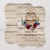 Burgundy Floral Wine Barrel Fall Wedding Kaart (Voorkant / Achterkant)