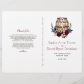 Burgundy Floral Wine Barrel Fall Wedding Programme Flyer (Voorkant)