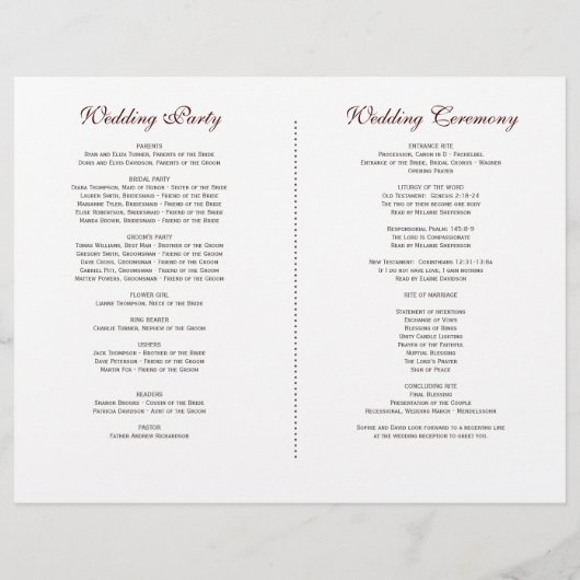 Burgundy Floral Wine Barrel Fall Wedding Programme Flyer (Achterkant)