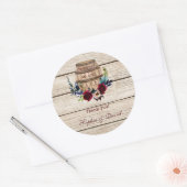 Burgundy Floral Wine Barrel Fall Wedding Ronde Sticker (Envelop)