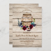 Burgundy Floral Wine Barrel Rehearsal Dinner Kaart (Voorkant / Achterkant)