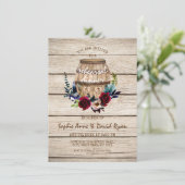 Burgundy Floral Wine Barrel Rehearsal Dinner Kaart (Staand voorkant)