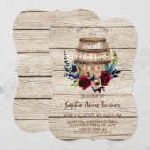 Burgundy Floral Wine Barrel Sweet Sixteen Kaart (Voorkant / Achterkant)