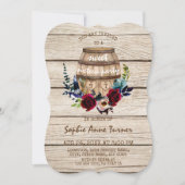 Burgundy Floral Wine Barrel Sweet Sixteen Kaart (Voorkant)