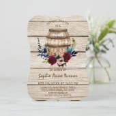 Burgundy Floral Wine Barrel Sweet Sixteen Kaart (Staand voorkant)