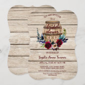 Burgundy Floral Wine Barrel Vrijgezellenfeest Kaart (Voorkant / Achterkant)