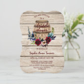 Burgundy Floral Wine Barrel Vrijgezellenfeest Kaart (Staand voorkant)