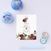 Burgundy Floral Wine Tasting Bridesmaids Luncheon Flyer (Enkel)