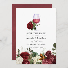 Burgundy Floral Wine Tasting Weduwfoto Save The Date