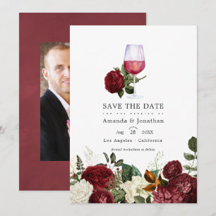 Burgundy Floral Wine Tasting Weduwfoto Save The Date